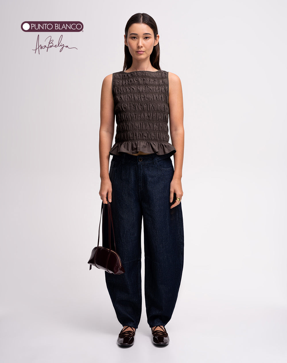 Jean tiro alto tipo balloon índigo oscuro Ana Beliza