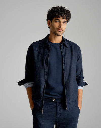 Chaqueta regular azul hombre