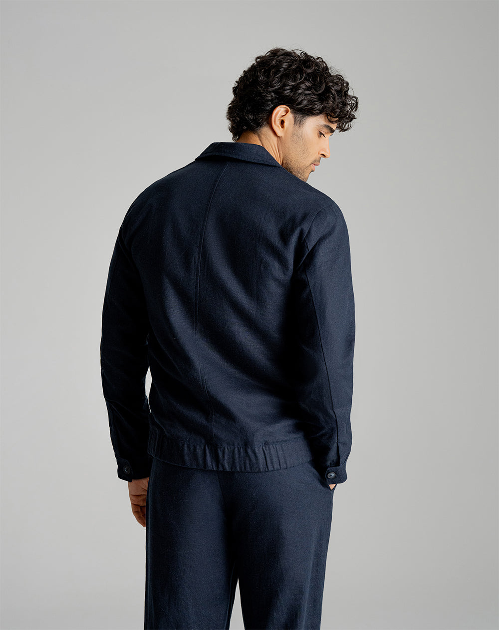 Chaqueta regular azul hombre