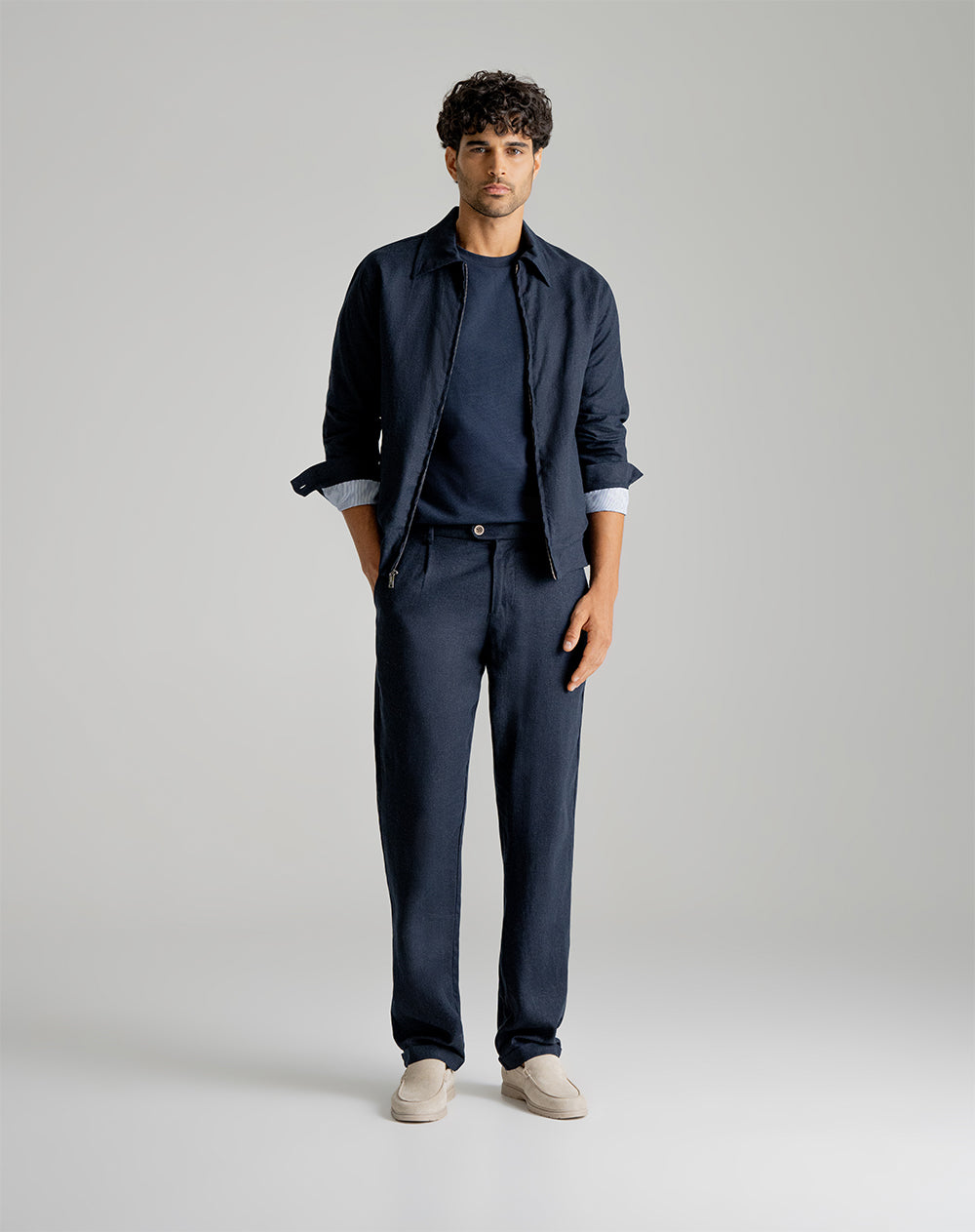 Chaqueta regular azul hombre