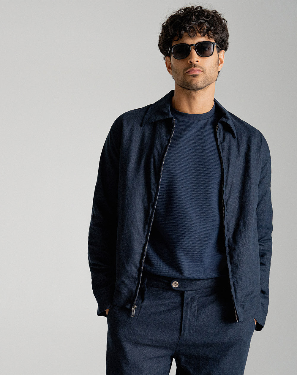 Chaqueta regular azul hombre