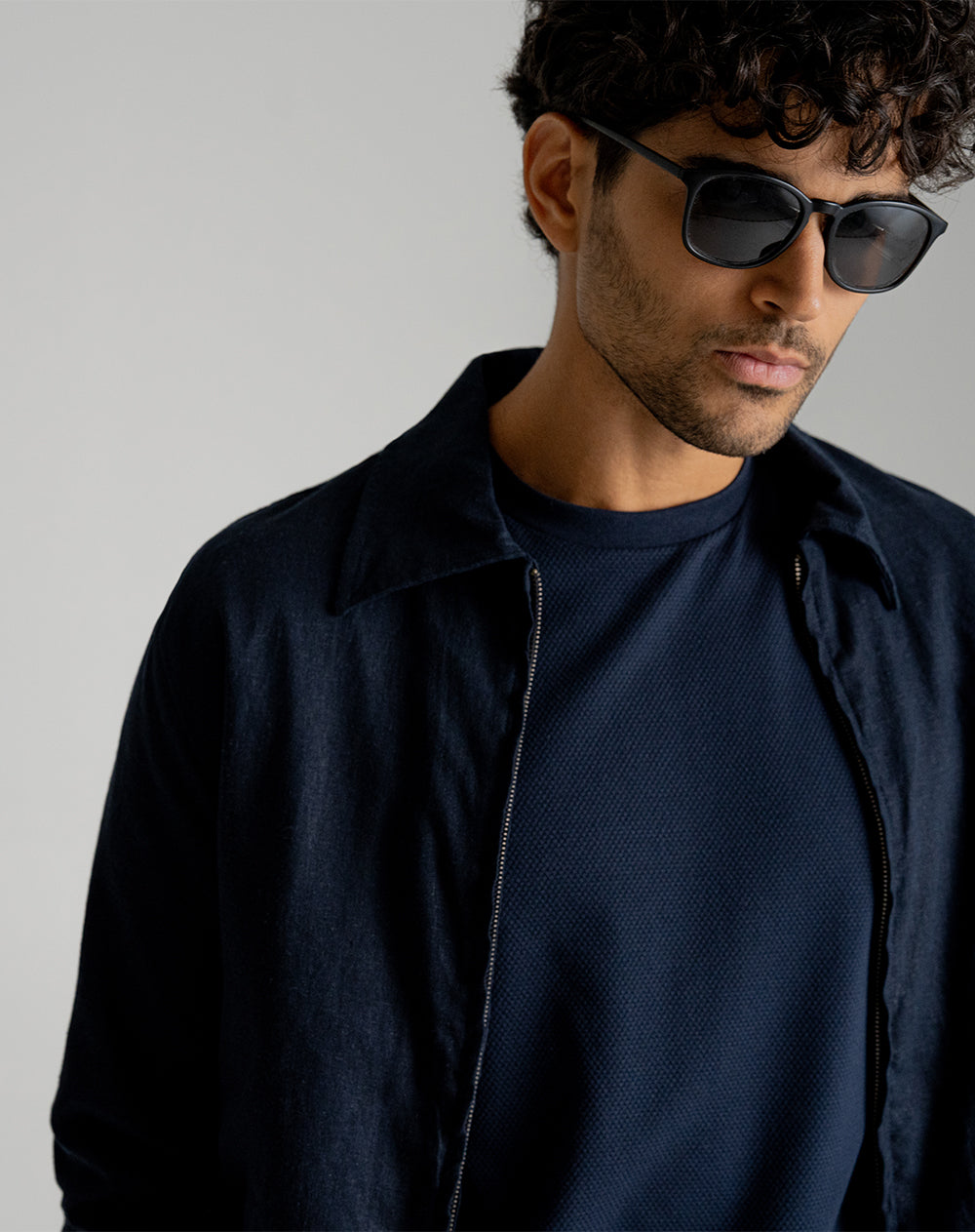 Chaqueta regular azul hombre