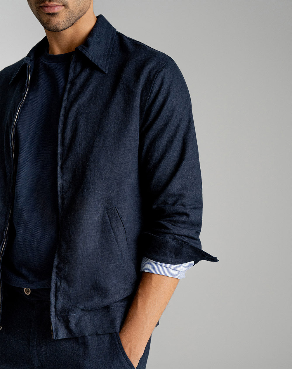 Chaqueta regular azul hombre