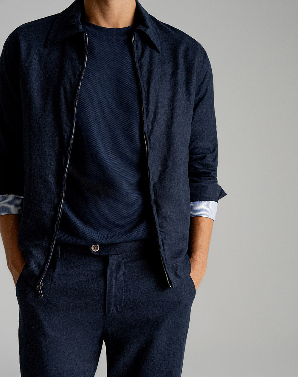 Chaqueta regular azul hombre