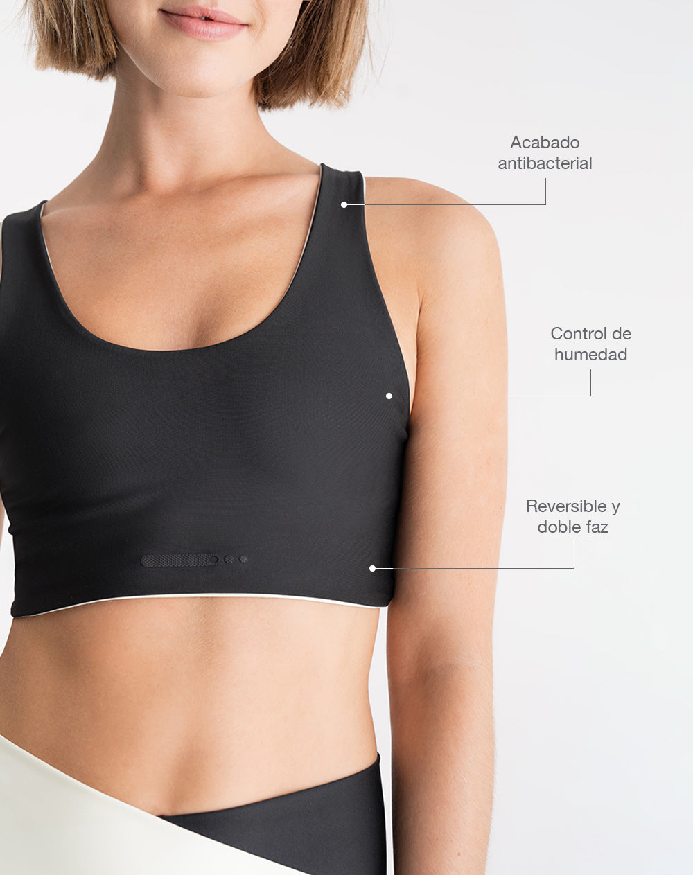 Top deportivo soporte medio multifuncional bicolor