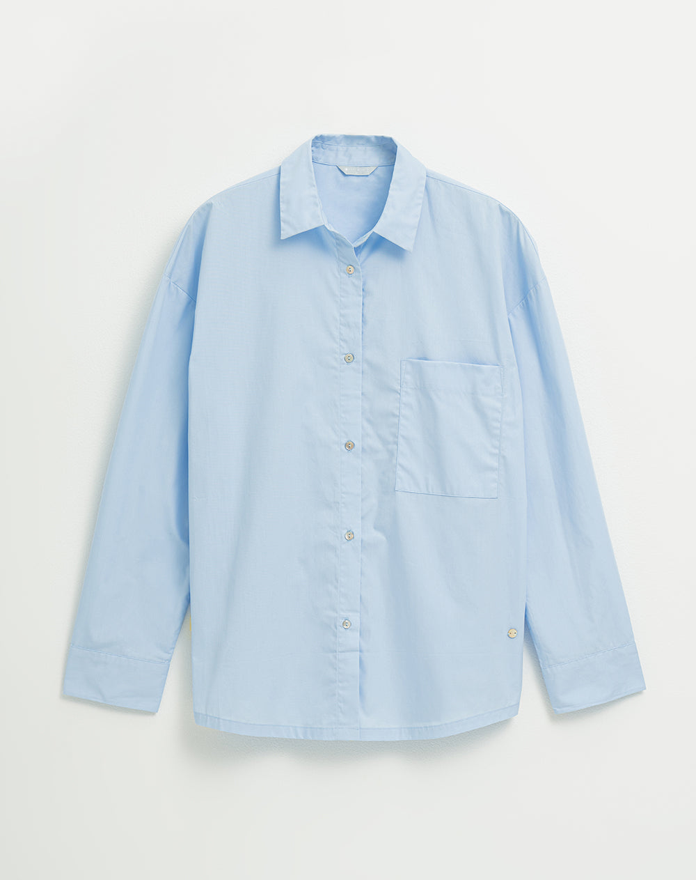 Camisa en algodón holgada azul claro para mujer