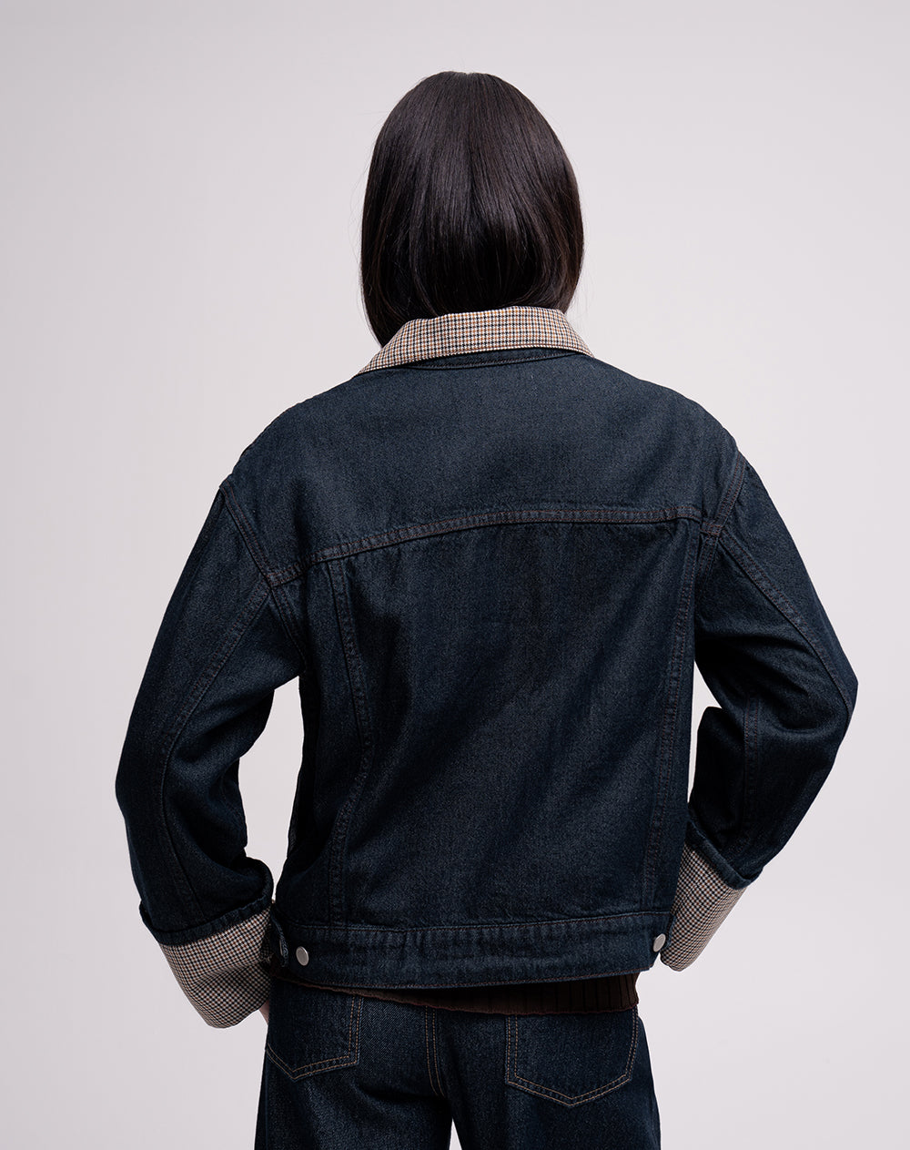 Chaqueta denim oversize azul oscuro índigo mujer
