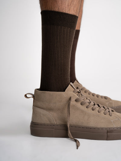 Medias hombre largas algodón café