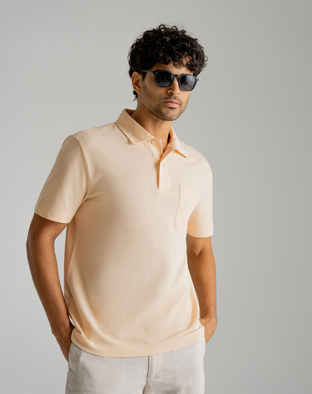 Polo regular algodón amarilla hombre