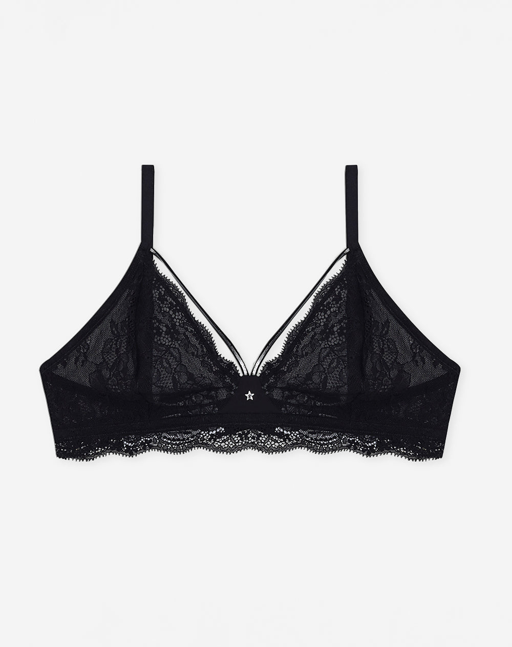 Top soporte bajo en ecaje broche en espalda negro