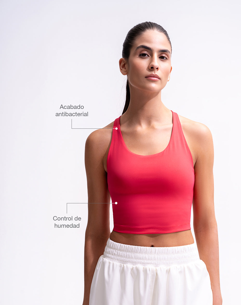 Top deportivo soporte medio control humedad rojo