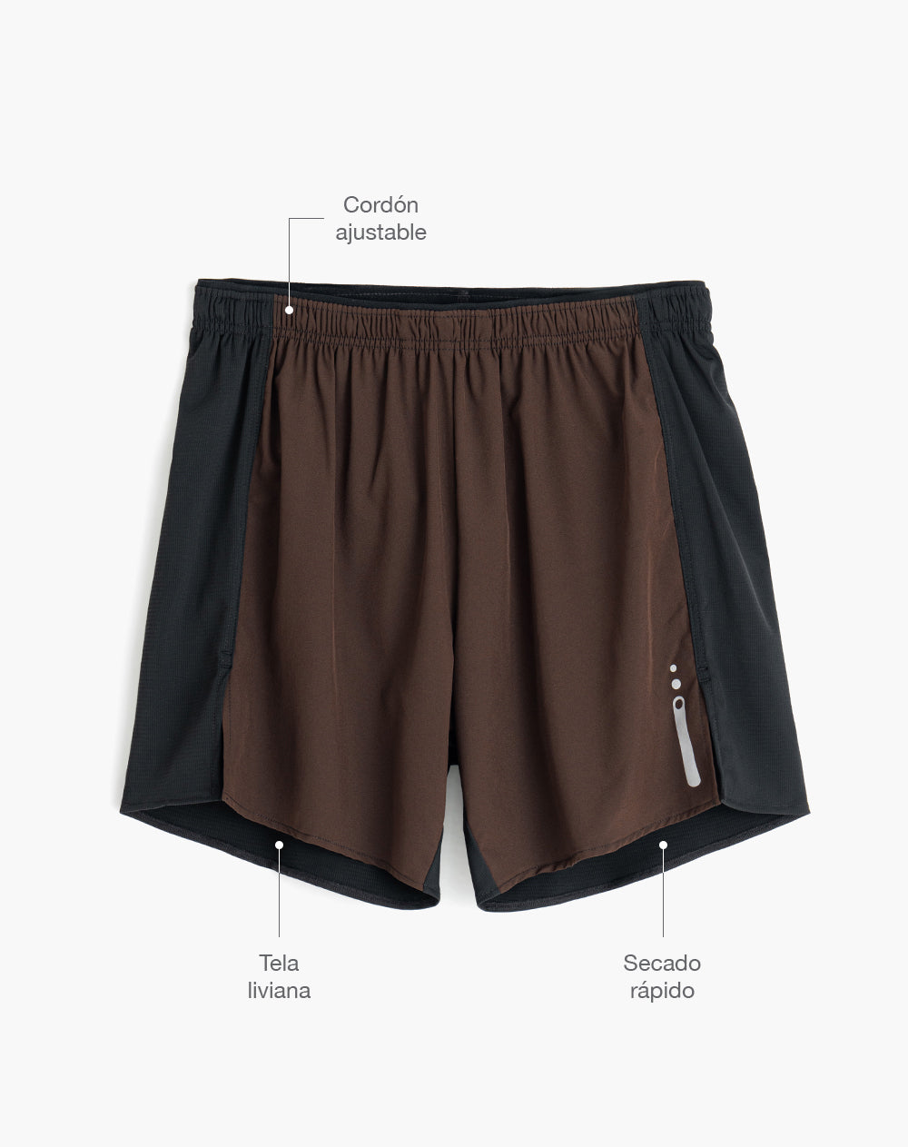 Pantaloneta deportiva malla interna café hombre