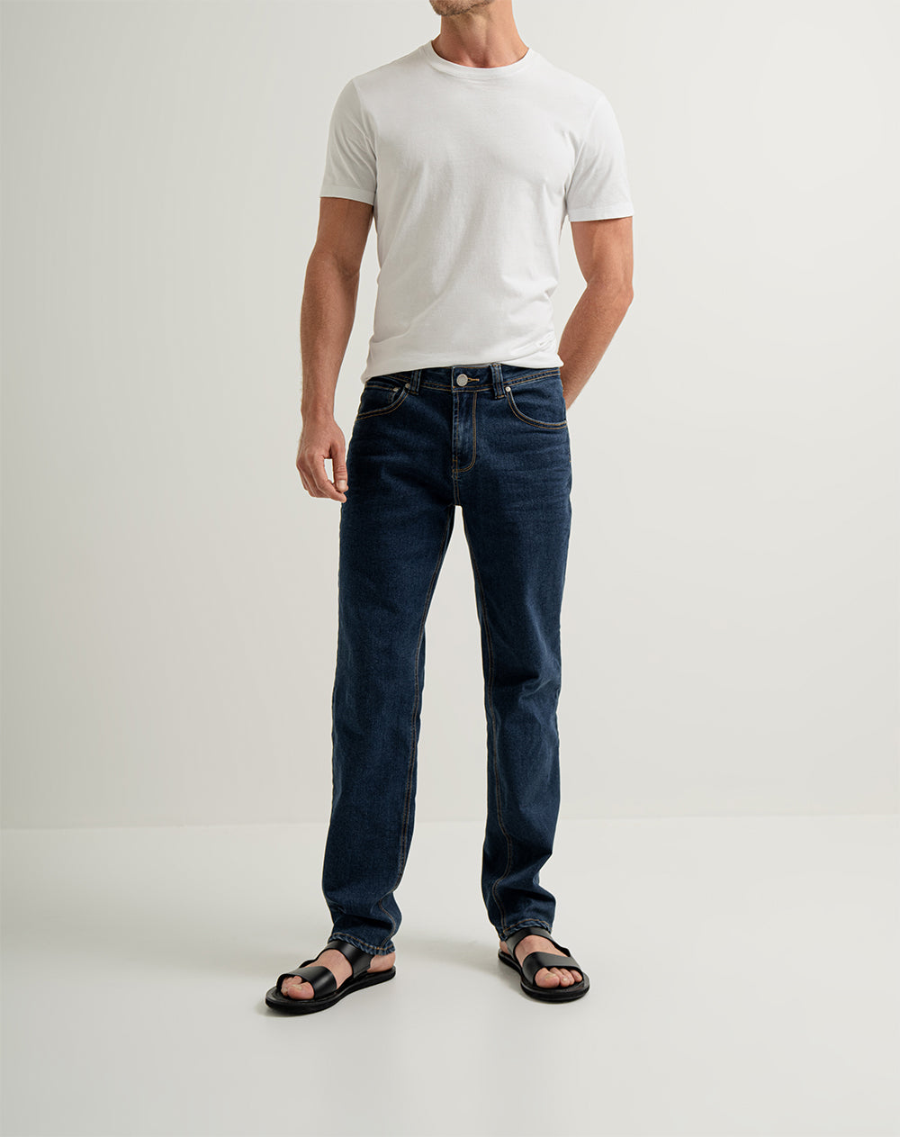 Jean recto regular algodón índigo oscuro hombre