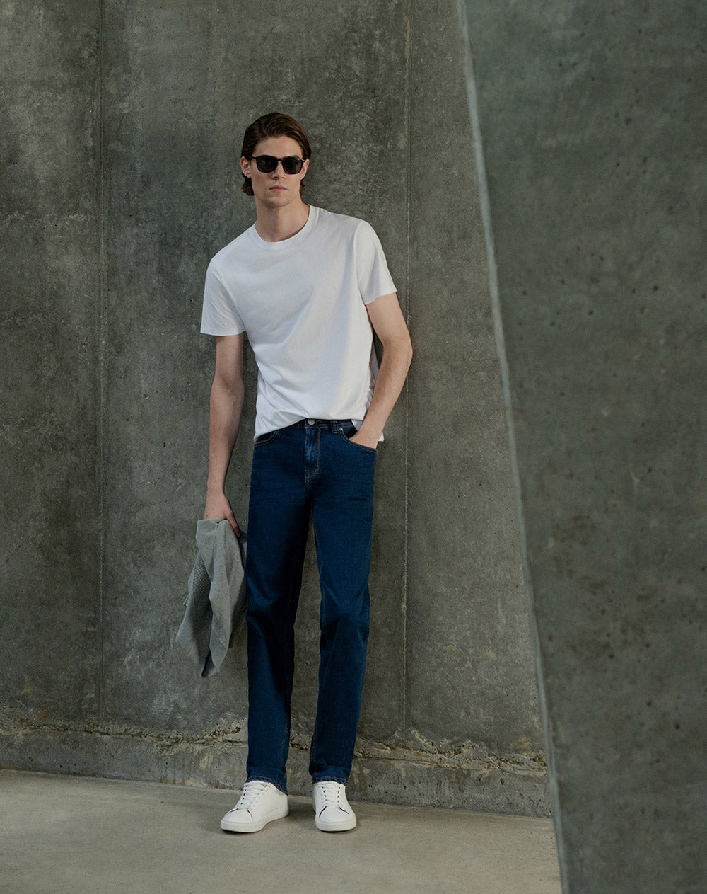 Jean recto regular algodón índigo oscuro hombre