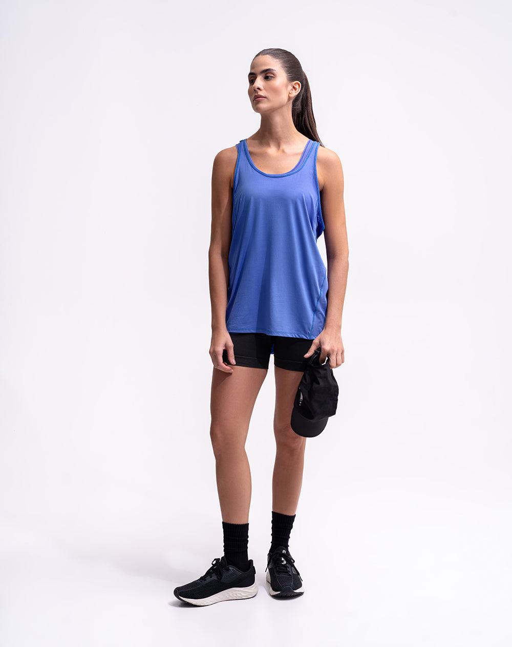 Camiseta esqueleto deportiva secado rápido azul mujer
