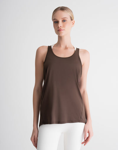 Camiseta esqueleto deportiva mujer secado rápido café