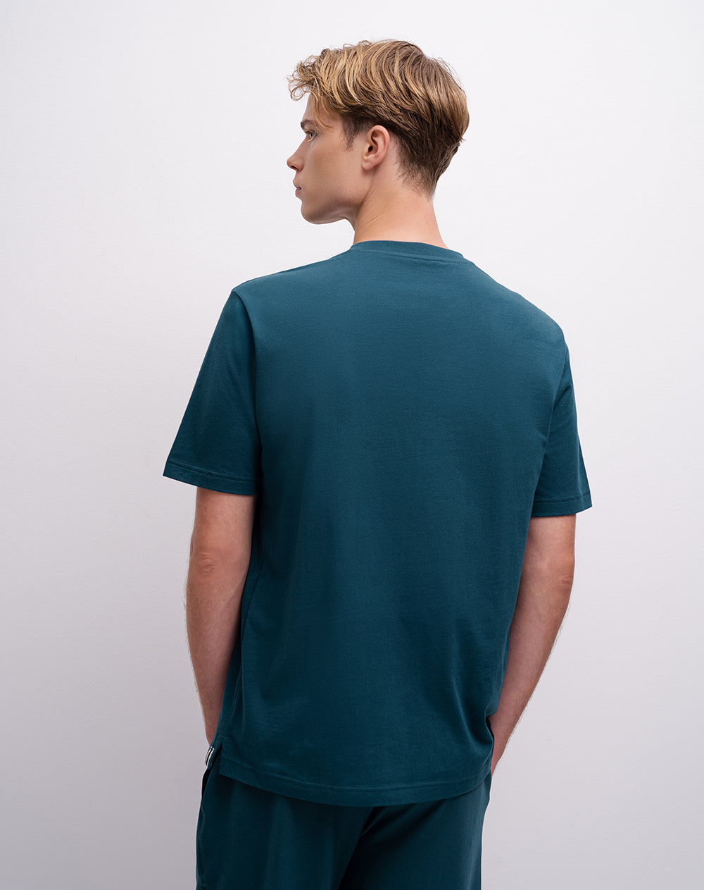 Camiseta regular algodón azul hombre