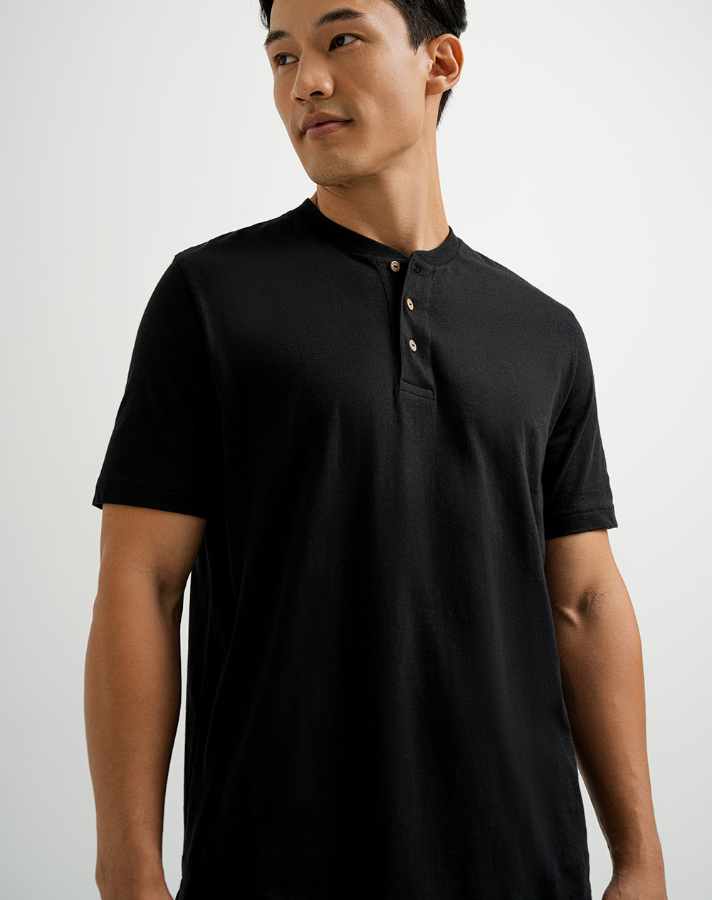 Camiseta regular algodón negra hombre