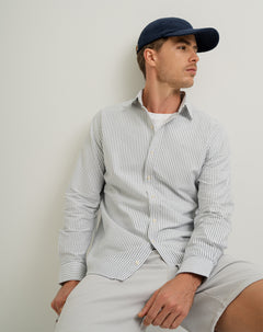 Camisa manga larga regular algodón oxford gris hombre