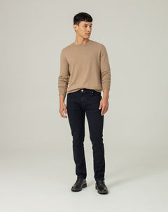 Jean recto semi ajustado negro hombre