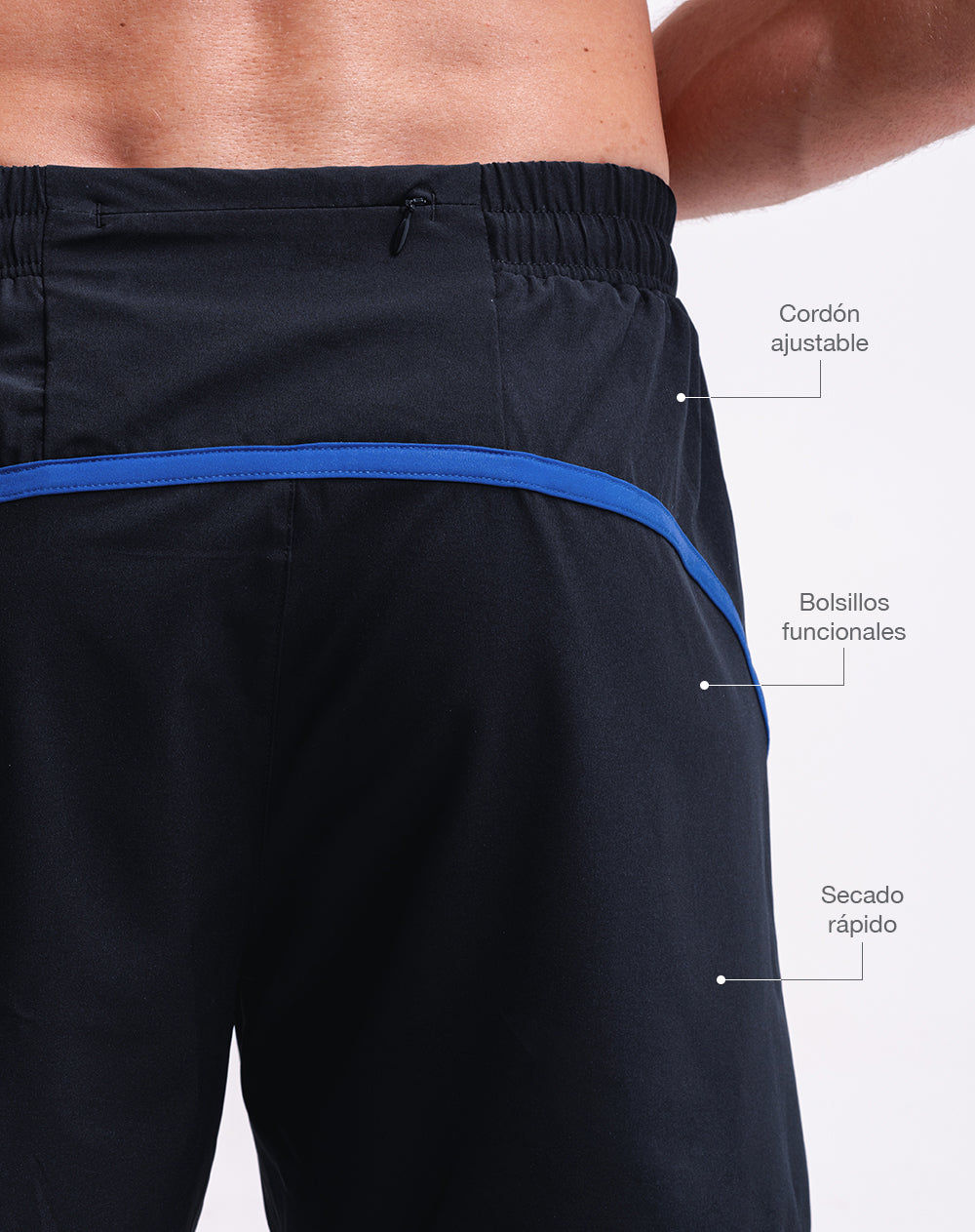 Pantaloneta deportiva secado rápido negra hombre