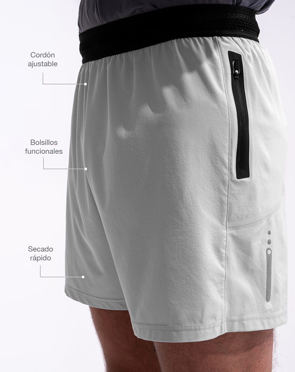 Pantaloneta deportiva secado rápido gris hombre
