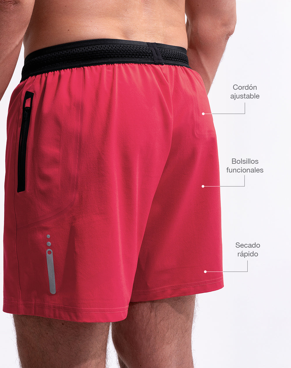 Pantaloneta deportiva secado rápido roja hombre