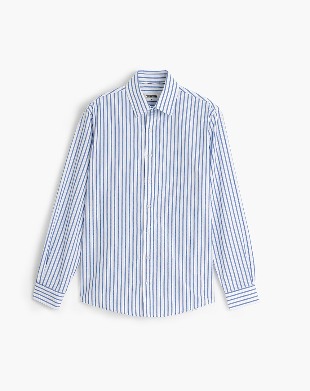 Camisa manga larga regular algodón azul rayas hombre