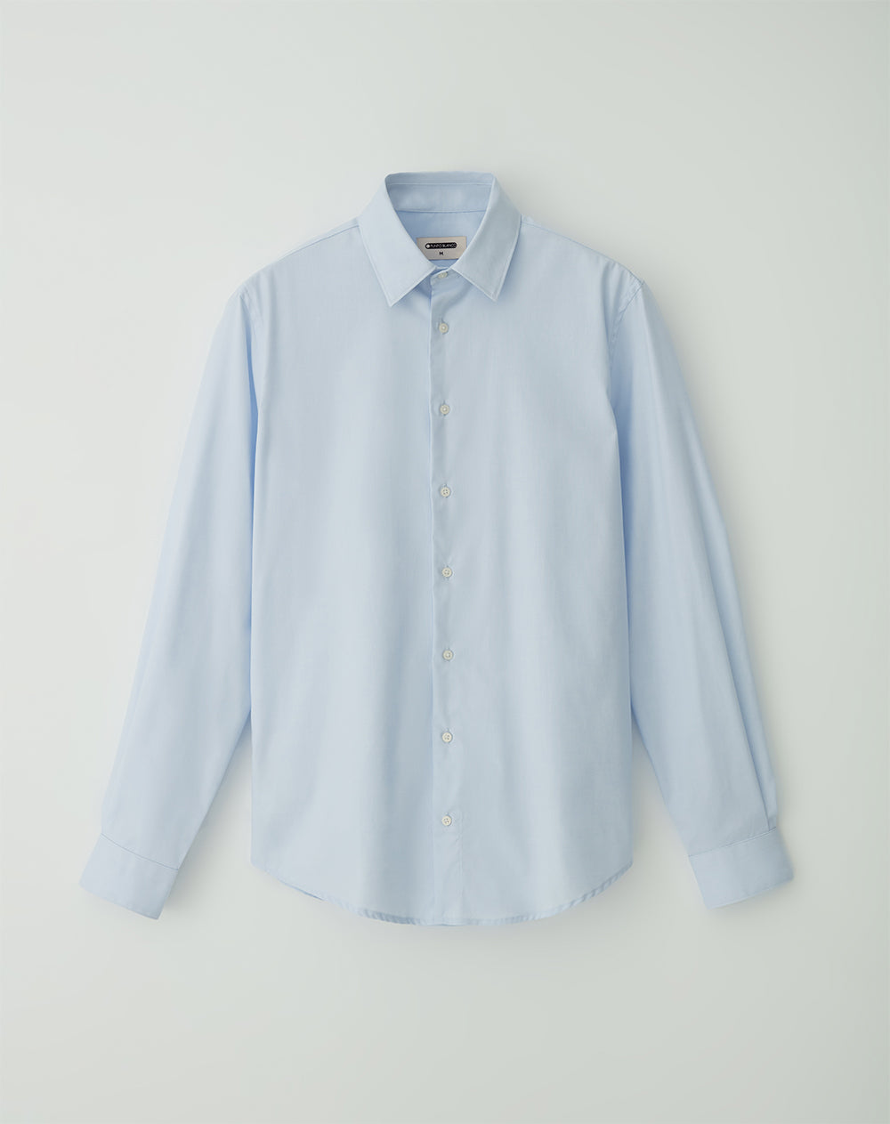 Camisa manga larga regular algodón azul hombre