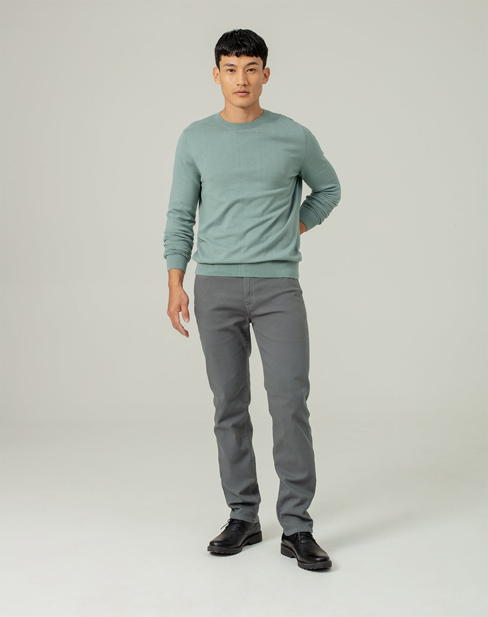 Pantalón chino regular algodón gris hombre