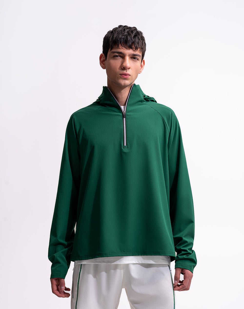 Buzo regular half zip secado rápido verde hombre