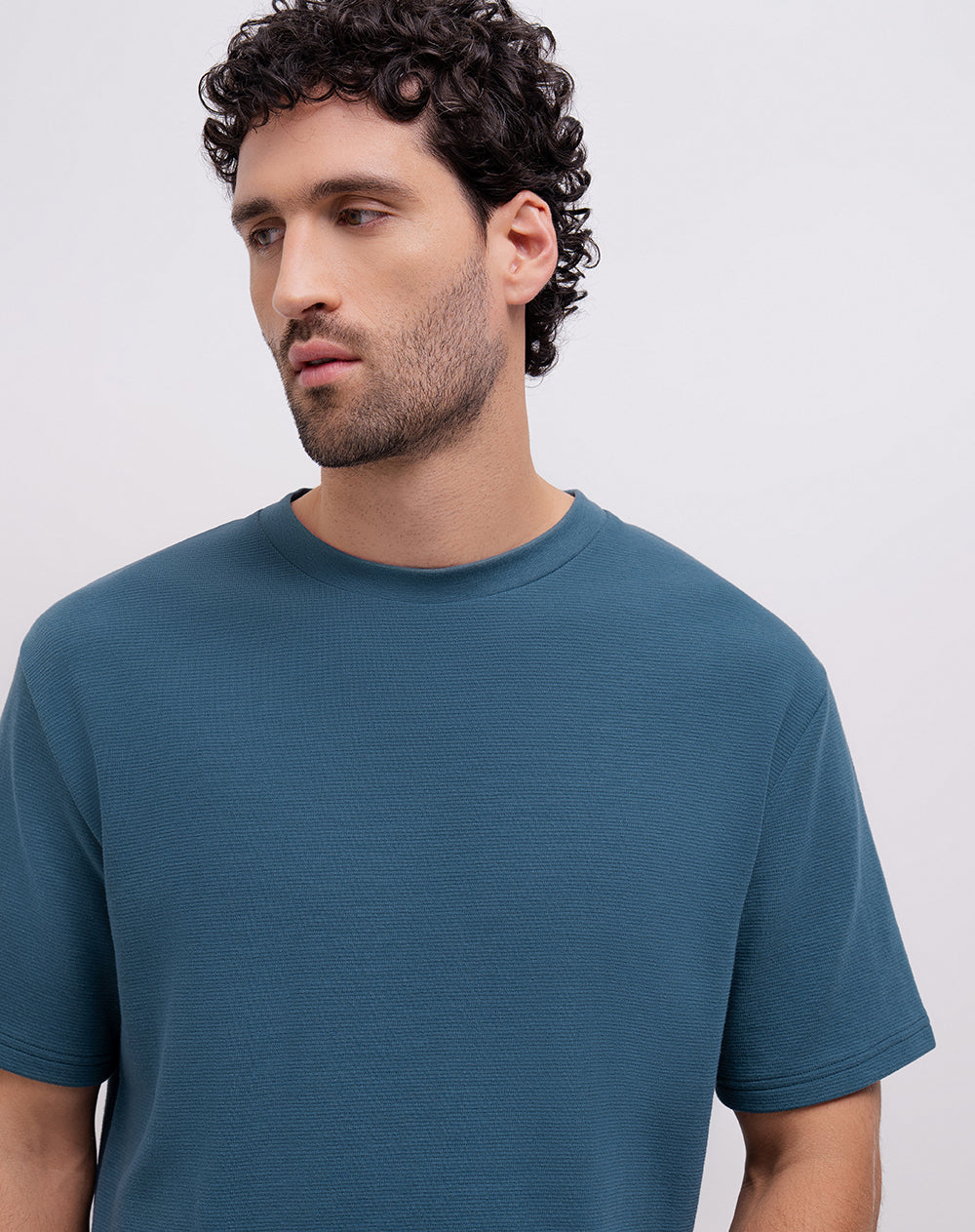 Camiseta regular algodón azul hombre