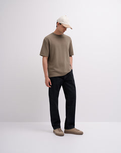 Camiseta regular algodón café hombre