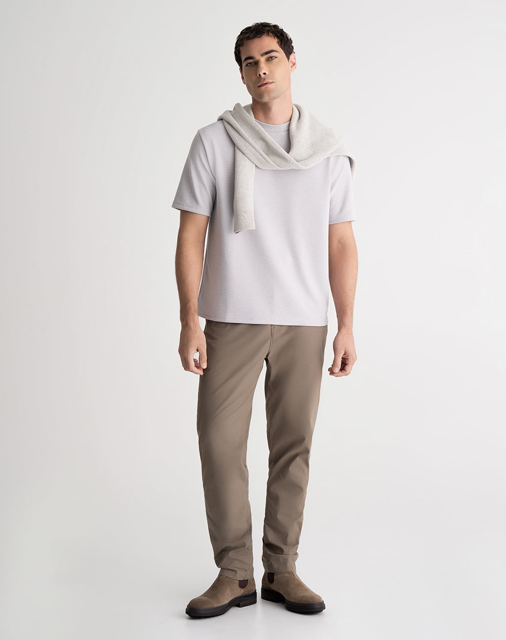 Camiseta regular algodón gris hombre