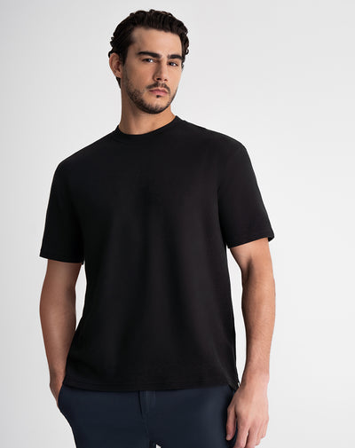 Camiseta regular algodón negra hombre