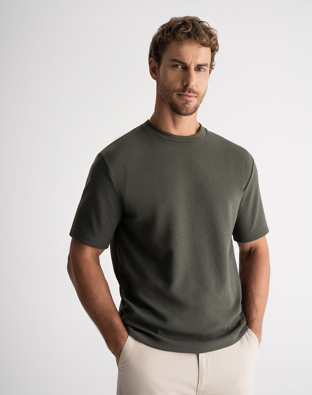 Camiseta regular algodón verde hombre