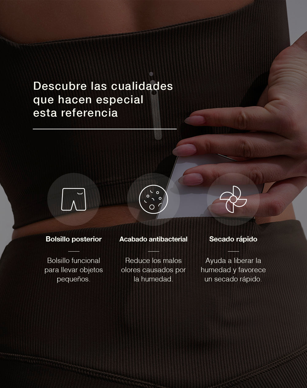 Pantalón deportivo tiro alto control humedad café mujer