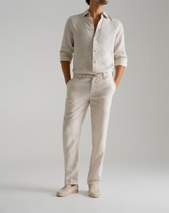 Pantalón chino regular lino caqui hombre