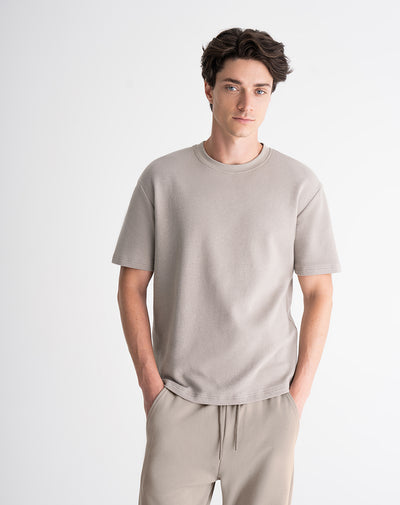 Camiseta regular algodóin taupe hombre