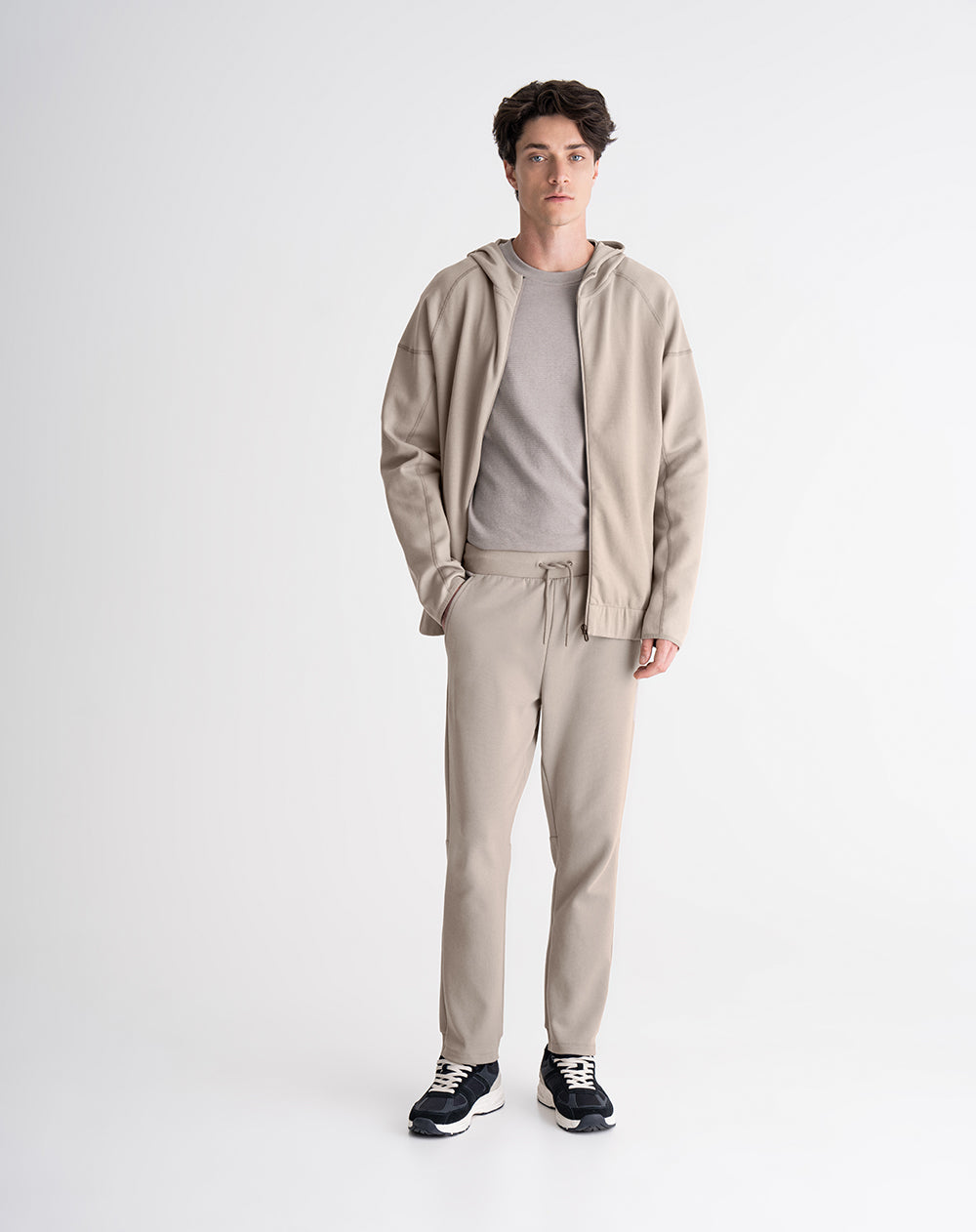 Camiseta regular algodóin taupe hombre