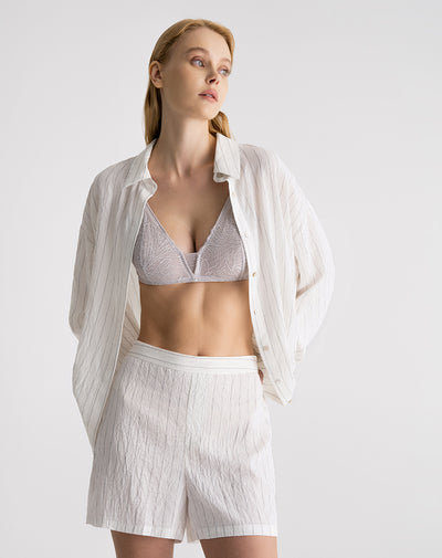 Short de pijama mujer efecto arrugado rayas