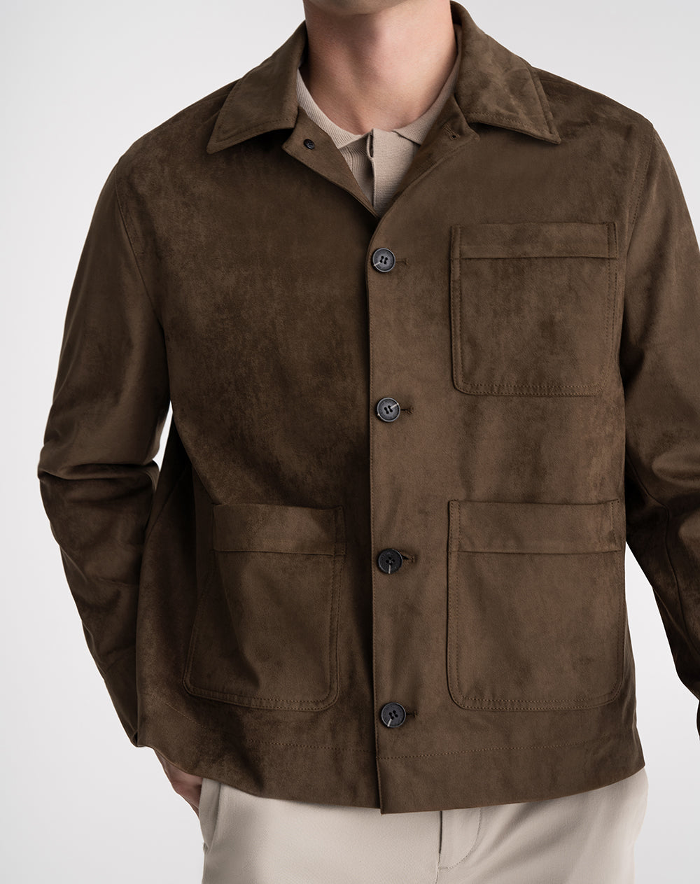 Chaqueta regular fit sin capucha taupe