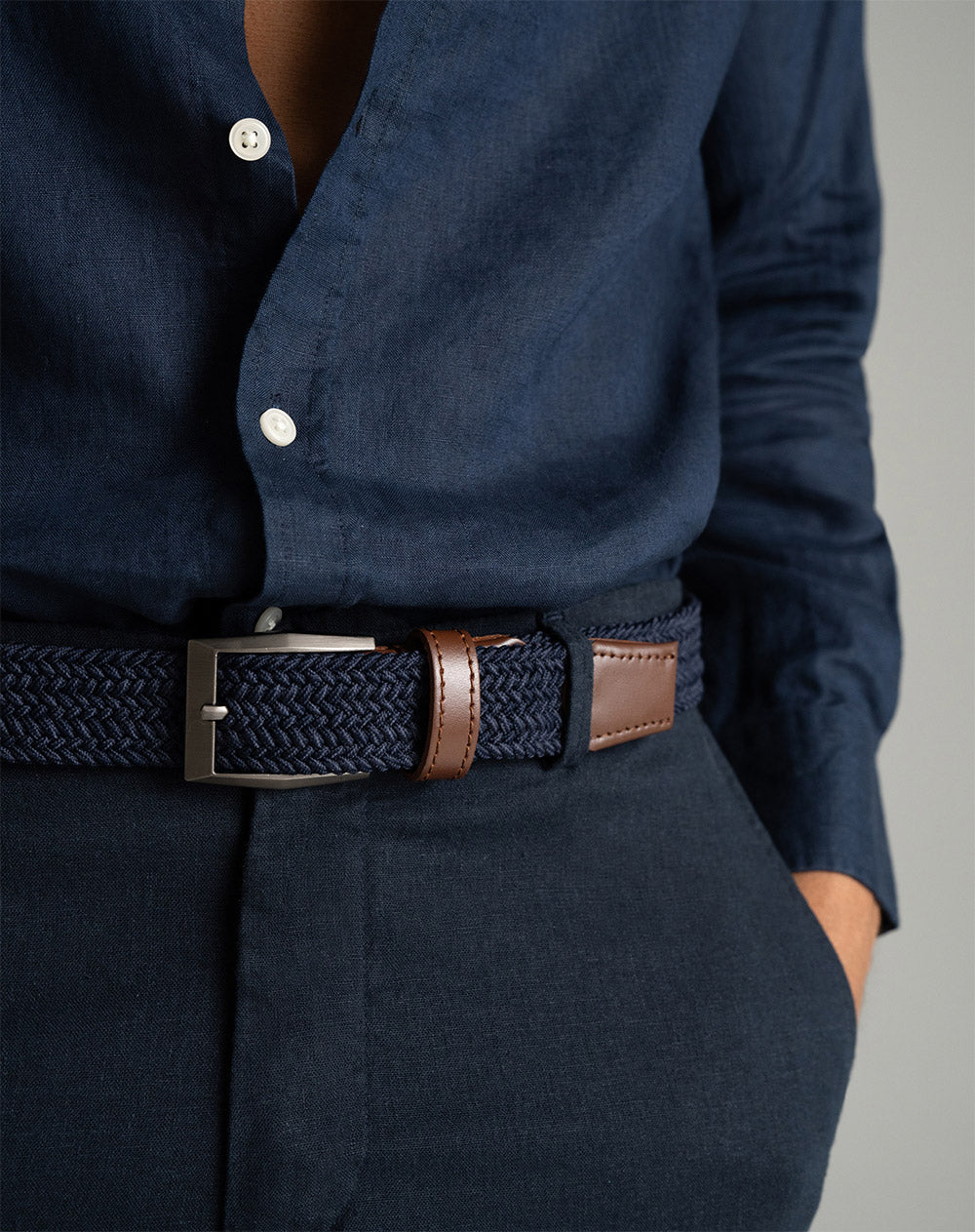 Correa tejida azul hombre