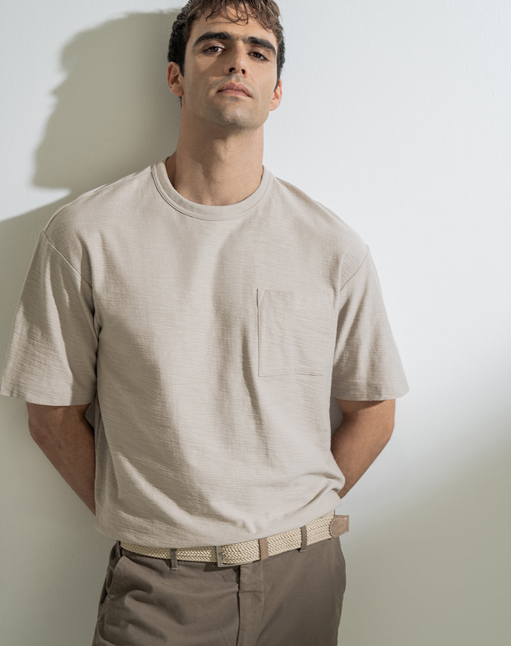 Correa tejida beige hombre
