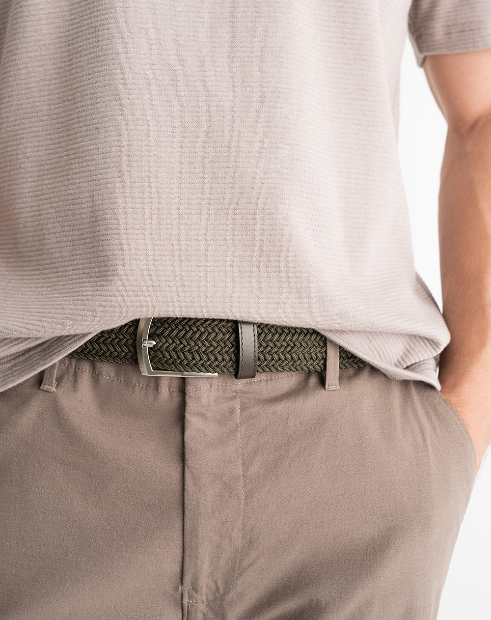 Correa tejida verde hombre