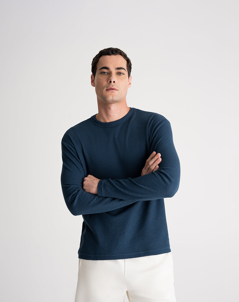 Camiseta regular fit manga larga azul