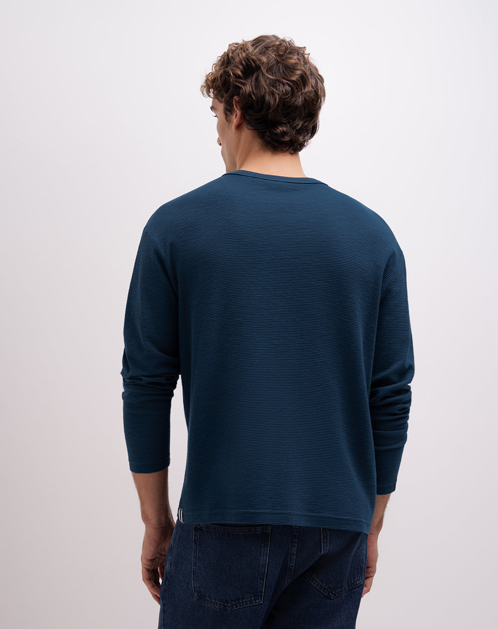 Camibuso confort regular algodón azul hombre