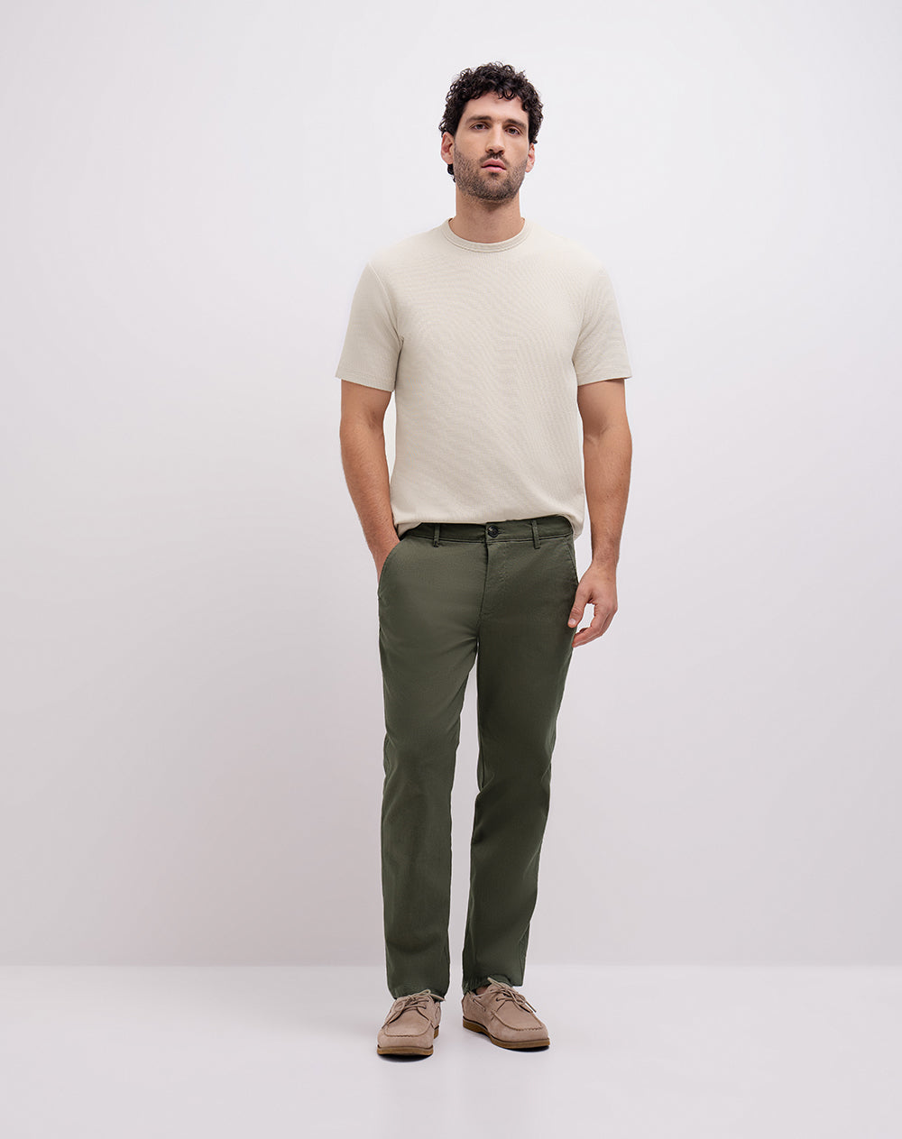 Pantalón chino regular algodón verde hombre