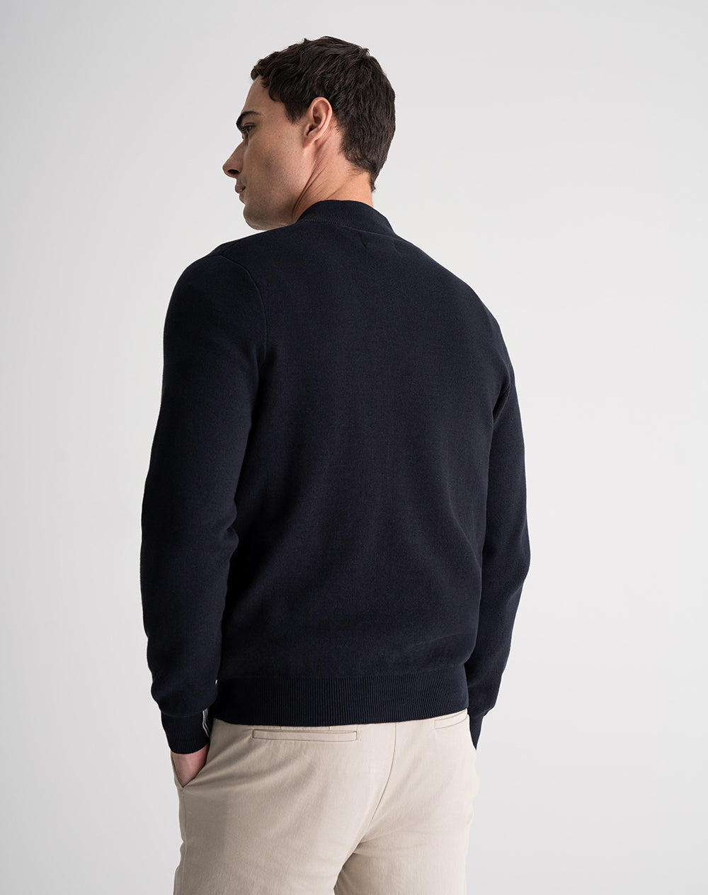 Chaqueta regular tejido de punto algodón azul hombre