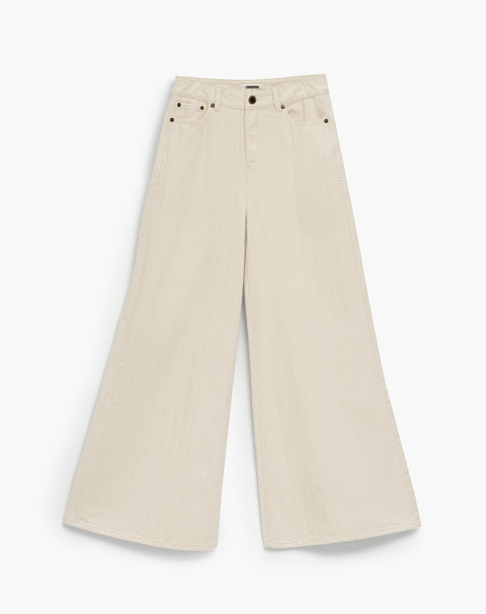 Pantalón wide leg fit tiro alto denim habano